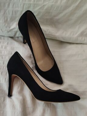 J.Crew Elsie Suede Black Pointed Toe Heels Pumps